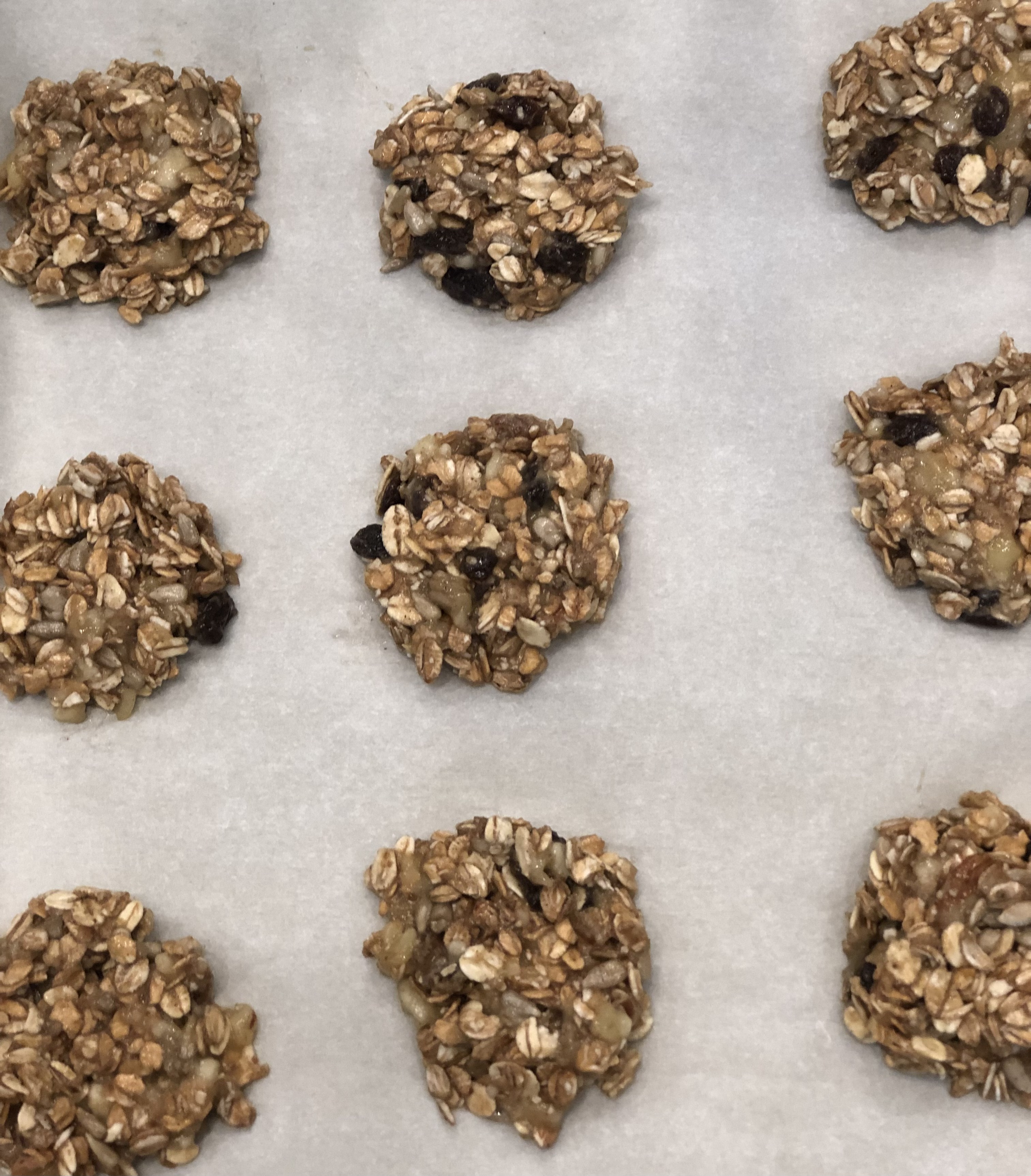 Healthy Muesli Banana Cookie rounds ready for baking