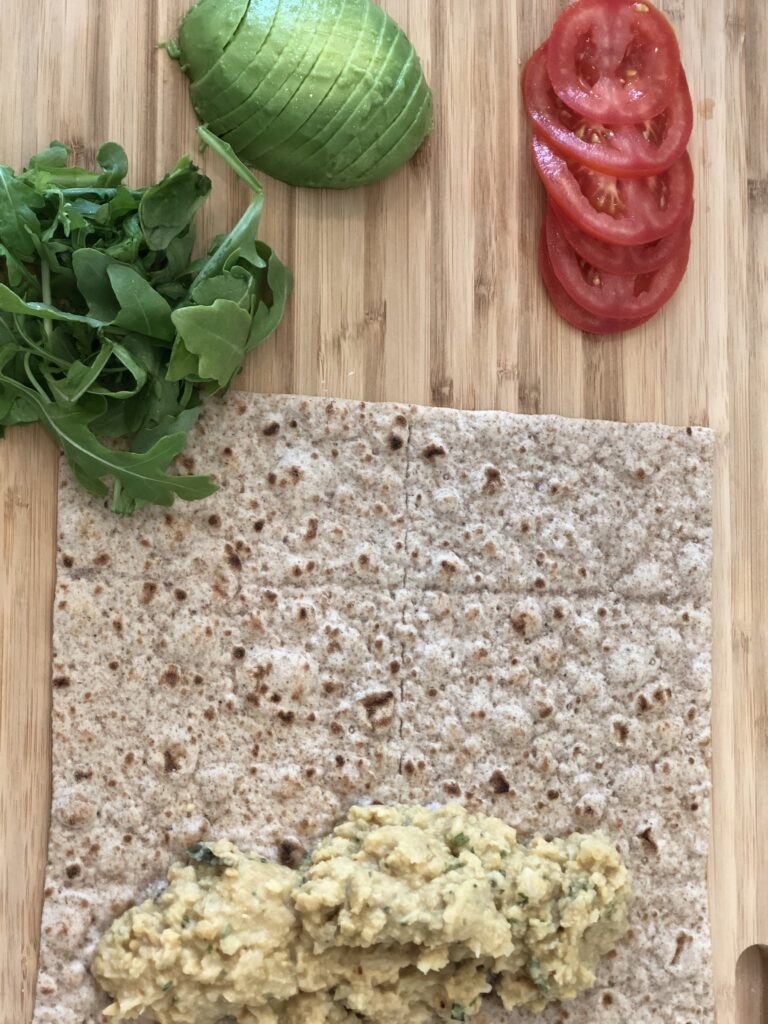 Prep Ingredients for Lemony Chickpea Veggie Wrap