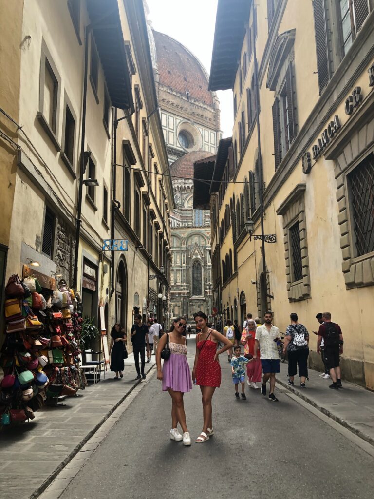 Girls in front of the beautiful Duomo during Best Mother-Daughter Trip to Florence