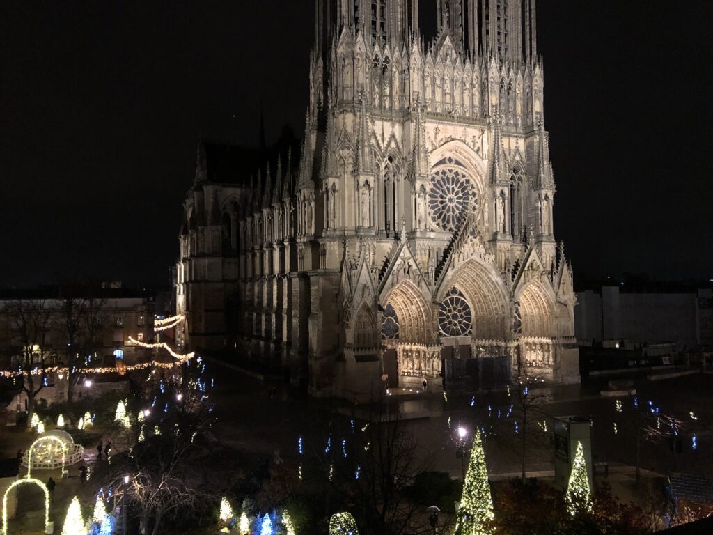 Christmas Time at beautiful Cathedral Notre Dame de Reims, Champagne, France