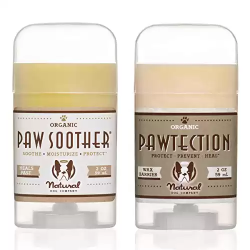 Natural Dog Company PAWDICURE Bundle, Paw Soother + PawTection Dog Paw Balms, Protect and Heal Dry, Cracked Dog Paw Pads, Organic, All Natural Ingredients, 2oz Sticks