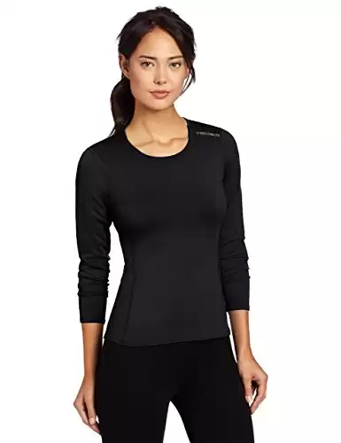 Hot Chillys Women's Micro-Elite Chamois Crewneck Top Midweight Body Fit Base Layer - Black, Medium