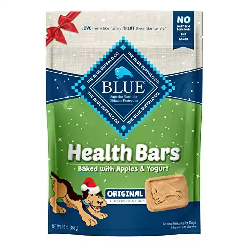 Blue Buffalo Health Bars Natural Crunchy Dog Treats Biscuits, Apple & Yogurt 16-oz Bag