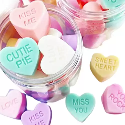 Valentines Day Pastel Conversation Heart Soaps in a Jar