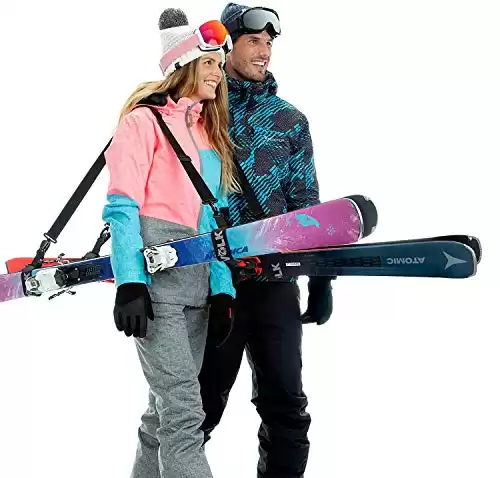 Volk Ski Strap and Pole Carrier - 2 Sets per Pack - Skiing Accessory for Easy Transportation of Your Ski Gear - Feel Comfortable Walking to and from The Mountain - Adjustable Size