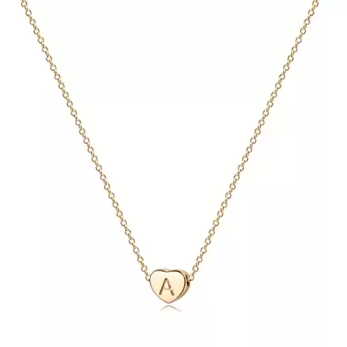 Tiny 14K Gold Initial Heart Necklace