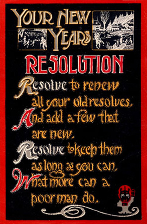 1915 Postcard, New Year's Resolutions, Wikimedia Commons