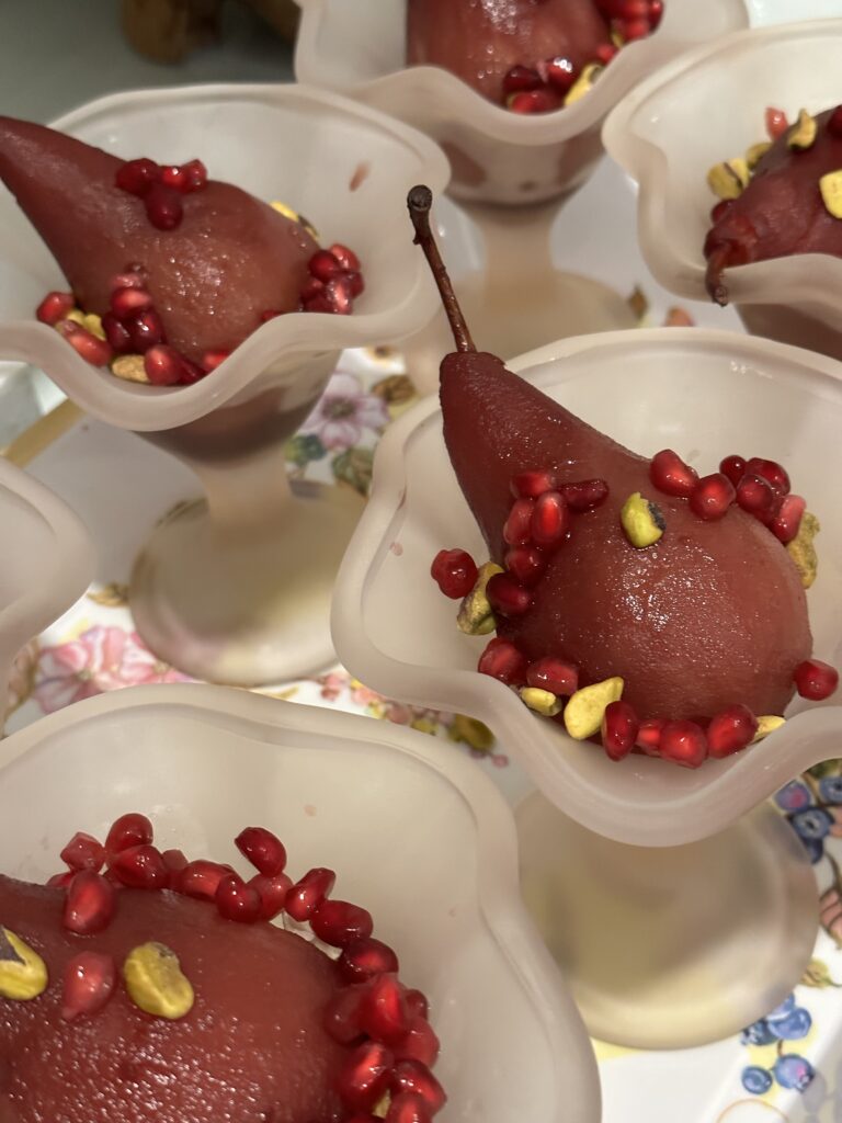 Pomegranate Pistachio Poached Pears are Ready to be Served!