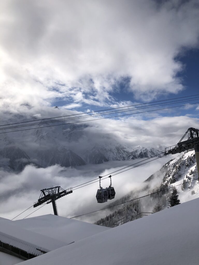 Gondolas Connect Mountains at Chamonix Mont-Blanc, France