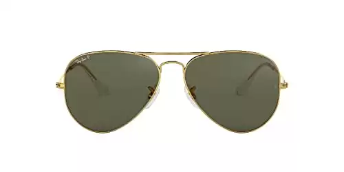 Ray-Ban RB3025 Classic Pilot Sunglasses, Gold/Green Polarized, 58 mm