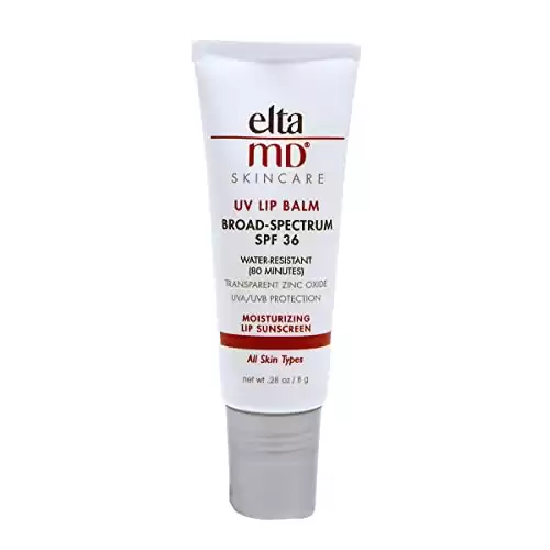 EltaMD UV Lip Balm Sunscreen, SPF 36 Sunscreen Lip Balm with SPF, Moisturizes and Protects Dry Cracked Lips, Water Resistant up to 80 Minutes, Transparent Zinc Oxide Lip Sunscreen, 0.28 Tube