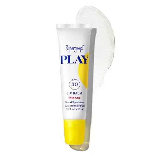 Supergoop! PLAY Lip Balm with Acai, 0.5 fl oz - SPF 30 PA+++ Reef-Friendly, Broad Spectrum Sunscreen - Hydrating Honey, Shea Butter & Sunflower Seed Oil - Clean Ingredients - Great for Active Days