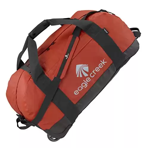 Eagle Creek No Matter What Rolling Duffel Bag L - Featuring Durable Water-Resistant Fabric, Bar-Tacked Reinforcement, and Heavy Duty Treaded Wheels, Red Clay - Large