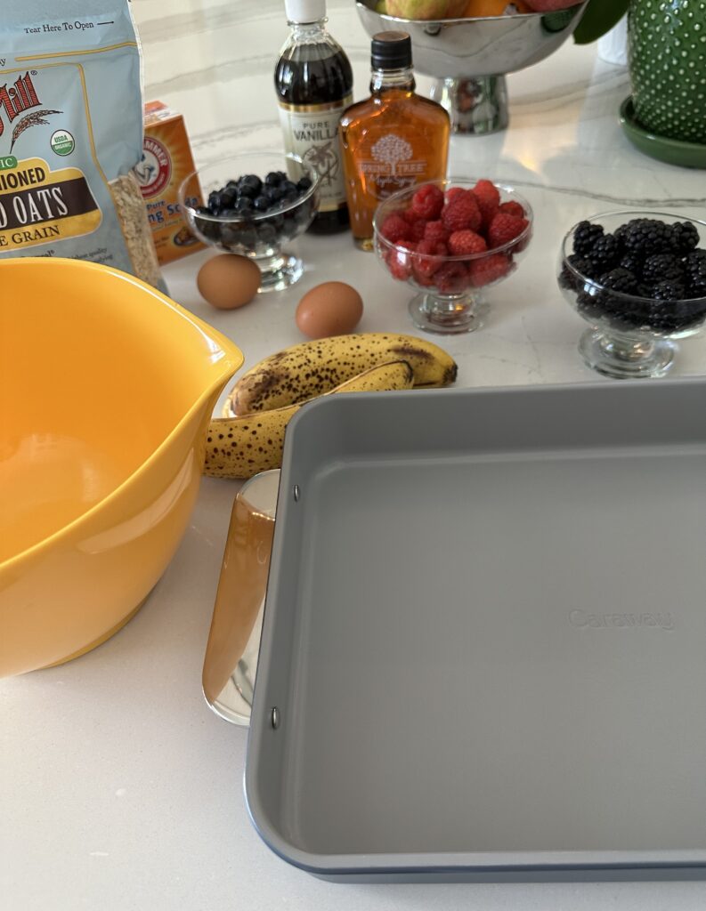 Ingredients come together quickly for Summer Berry Oatmeal Bake