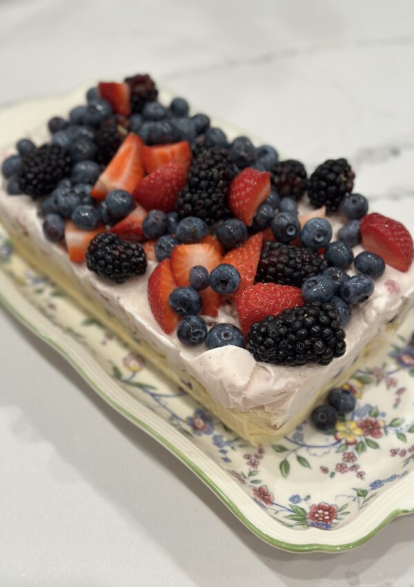 No Bake Mixed Berry Ice Cream Loaf Cake