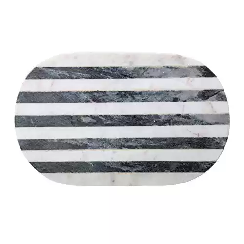 Bloomingville Black & White Striped Marble Cutting Board 15 Inch x 9 Inch