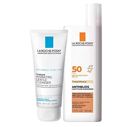 La Roche-Posay Anthelios Tinted Mineral Sunscreen Full Size with Travel Size Mini La Roche Posay Toleriane Caring Wash