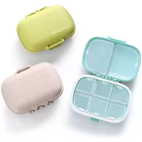 MEACOLIA 3 Pack 8 Compartments Travel Pill Organizer