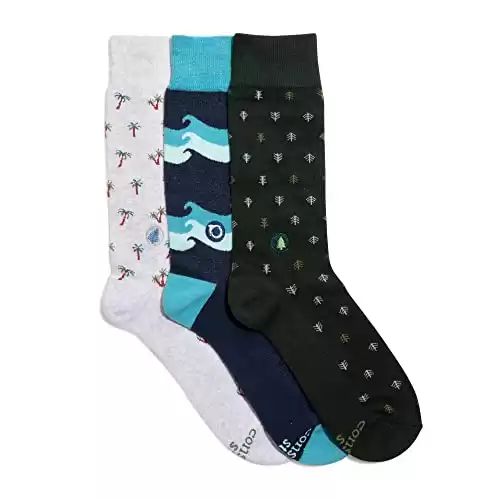 Conscious Step Men's Fair Trade Organic Cotton Crew Socks | Every Pair Helps Support our Partners Trees for the Future, Oceana, and Conservation International
