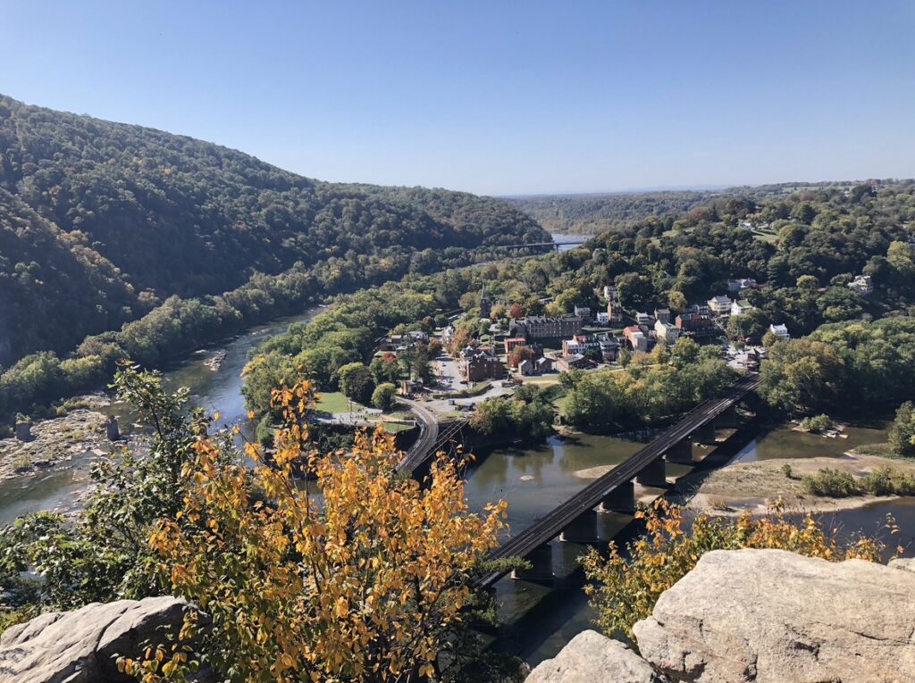 Gorgeous skyline views on your beautiful Fall Hike in Harper's Ferry, West Virginia