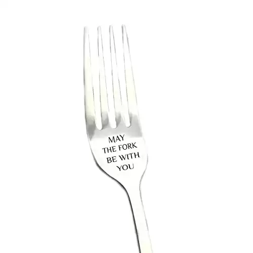 Funny Stocking Stuffers Gifts for Men Women May The Fork Be With You Dinner Fork Engraved Dinner Fork for Boyfriend Girlfriend Husband Wife Friends