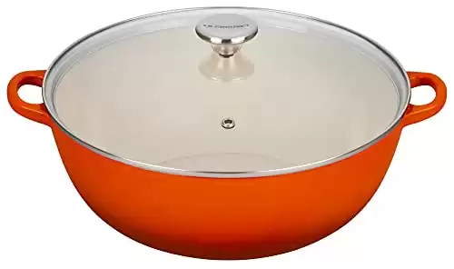 Le Creuset Enameled Cast Iron Chef's Oven with Glass Lid, 7.5 qt., Flame
