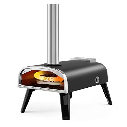 Outdoor Pizza Oven aidpiza 12" Wood Pellet Pizza Ovens With Rotatable Round Pizza Stone Portable Wood Fired with Built-in Thermometer Pizza Stove for Outside Backyard Camping Picnics