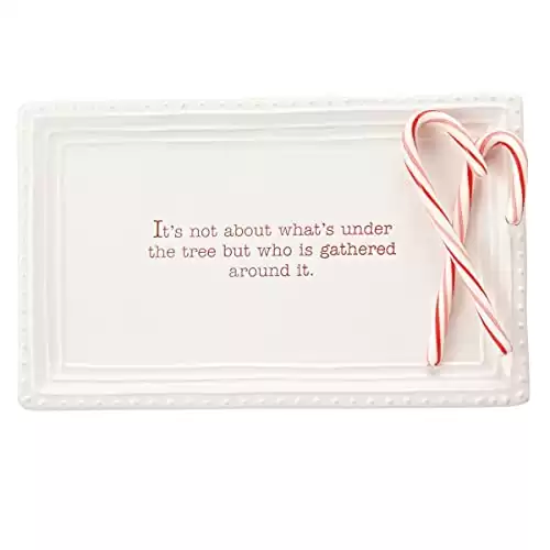 Mud Pie Christmas Holiday Under The Tree Treat Tray Serving Platter, One Size, White