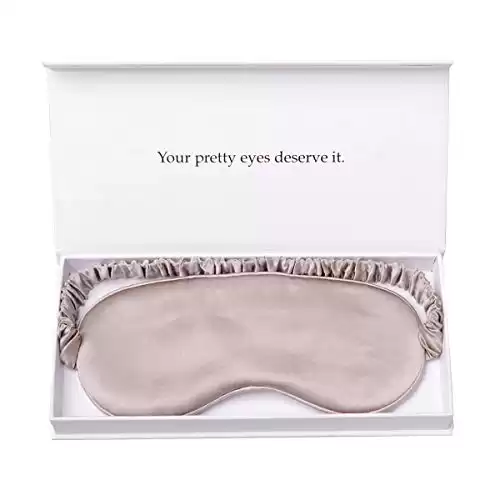Silk Sleep Mask by Yanser Luxury 100% Mulberry Silk Eye Mask - Eye Cover - Eye Shade - Blindfold - Anti Aging - Skin Care - Ultra Soft - Light & Comfy - Travel Bag - Gift Package (Caramel)