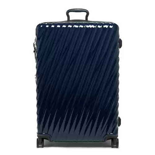 TUMI - 19 Degree Extended Trip Expandable 4-Wheeled Packing Case - Hard Side Suitcase with Spinner Wheels - Spacious International Travel Luggage with Secure Storage - Navy