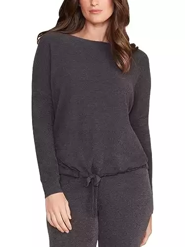 Barefoot Dreams CozyChic Ultra Lite Slouchy Pullover for Women, Ultra Soft Long Sleeve, Crew Neck, Carbon Pullover