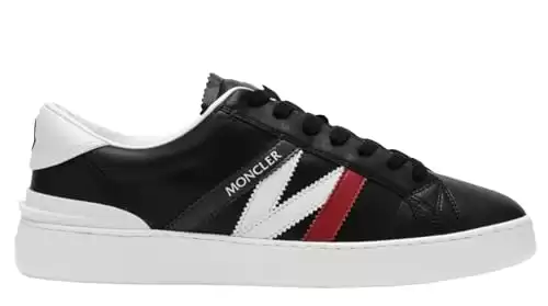 Moncler Men's Monaco M Black Leather Logo Lace Up Sneakers (US Footwear Size System, Adult, Men, Numeric, Medium, 11)