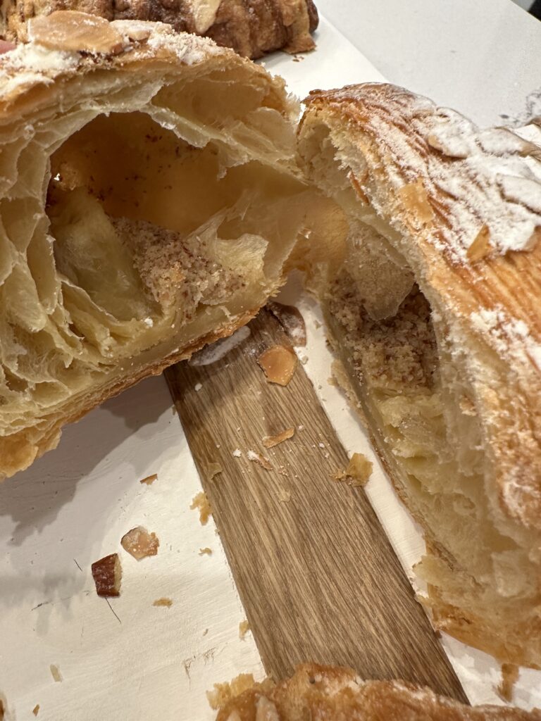 Lighter almond filling inside Fresh Baguette's almond croissant