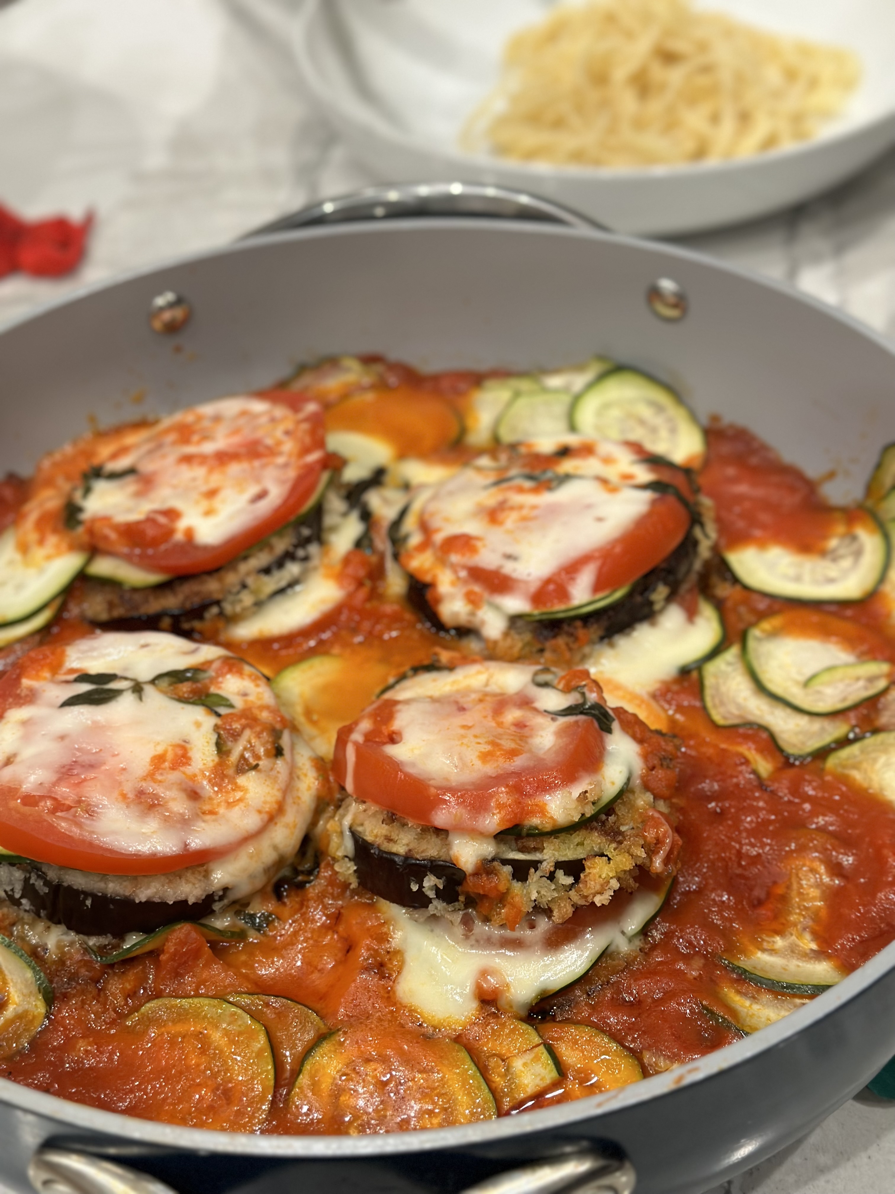 Warm Eggplant Zucchini Caprese Stacks Are Ready To Serve