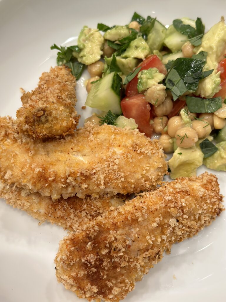 Serve Healthy Nashville Hot Chicken Strips with favorite dipping sauce or a side salad