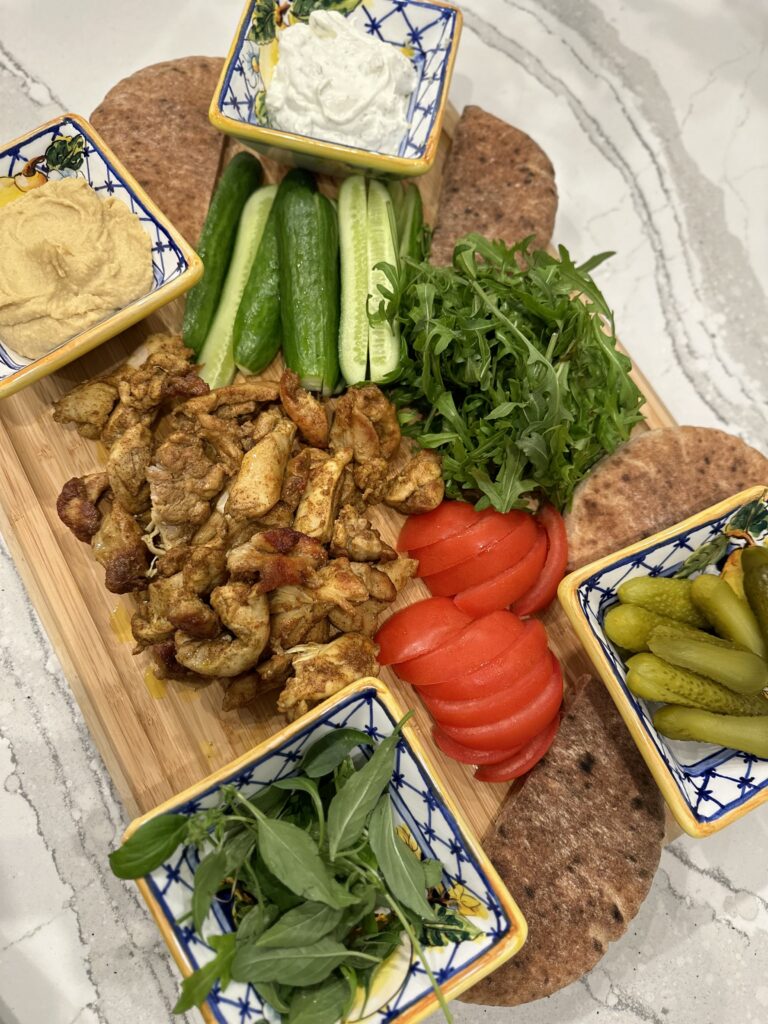 Elevate Your Dinner Game with a Chicken Shawarma Pita Board