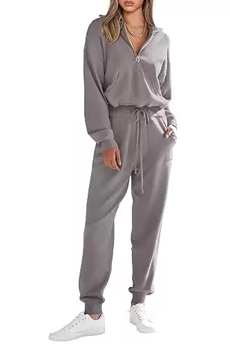 PRETTYGARDEN Womens 2 Piece Zip Up Pullover Sweatshirt Jogger Set