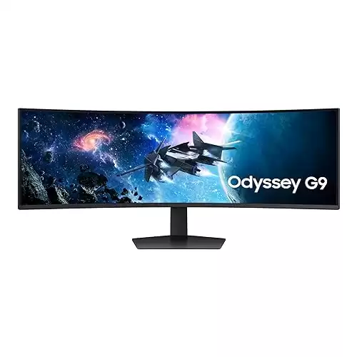 SAMSUNG 49-Inch Odyssey G9 Series DQHD 1000R Curved Gaming Monitor, 1ms(GtG), VESA DisplayHDR 1000, 240Hz, AMD FreeSync Premium Pro, Height Adjustable Stand, LS49CG954ENXZA, 2024