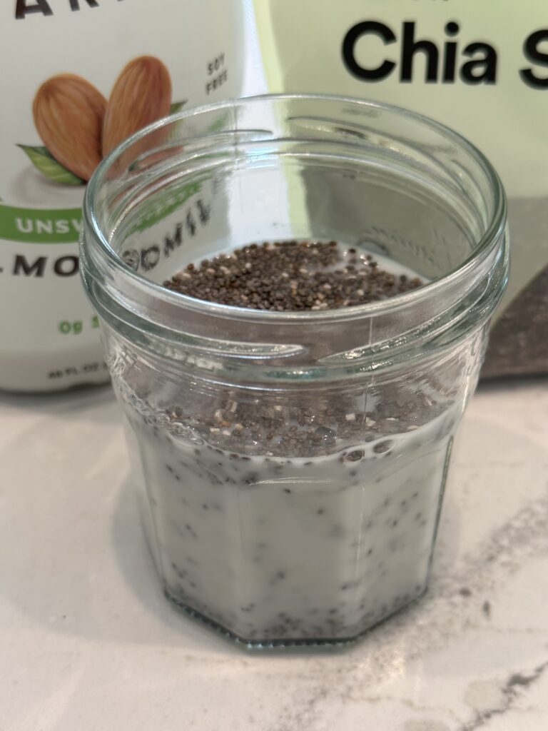 Chia seed pudding is prepared in a flash