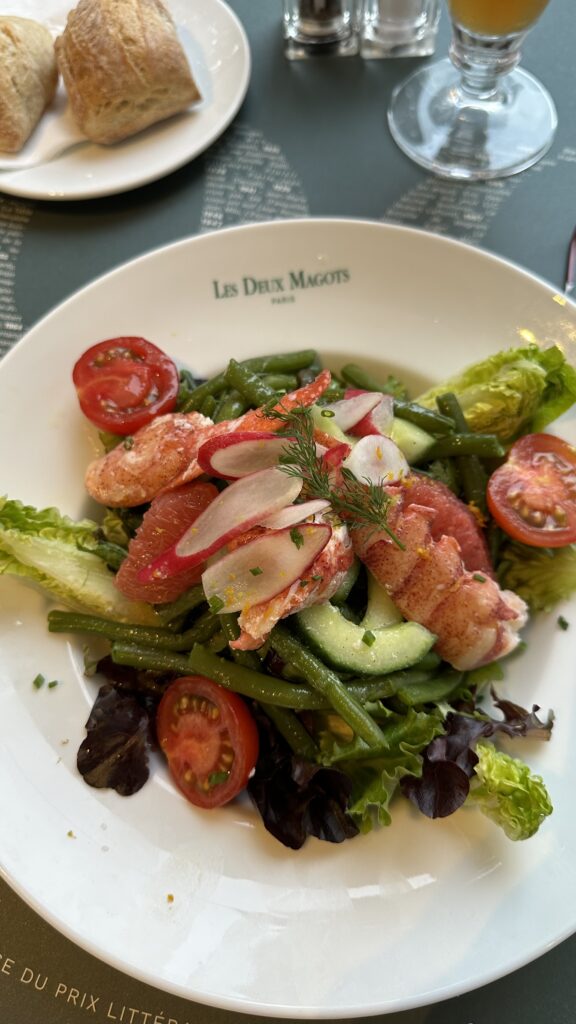 Les Deux Magots fresh lobster salad in Saint-Germain