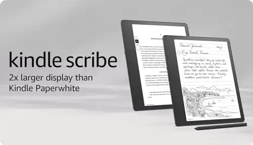 Amazon Kindle Scribe (16 GB) - 10.2” 300 ppi Paperwhite display, a Kindle and a notebook all in one, convert notes to text and share, includes Premium Pen