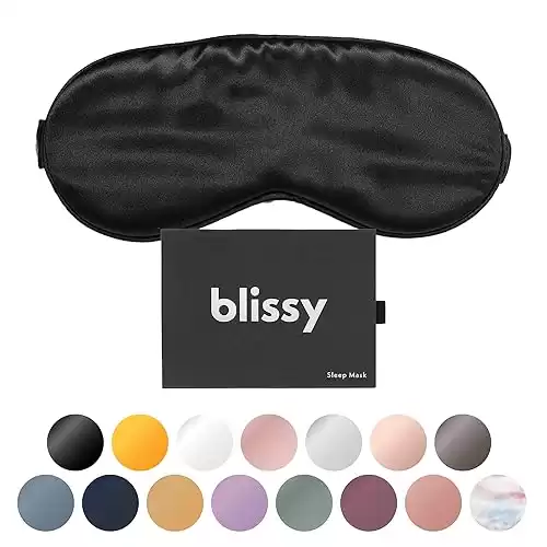 Blissy Silk Sleep Mask – Silk Eye Sleeping Mask for Women & Men for Total Blackout – Silk Eye Mask – 100% Pure Mulberry Silk