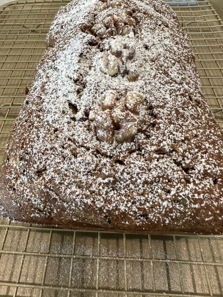 Dress up your Quick and Healthy Zucchini Bread with a little dust of powdered sugar