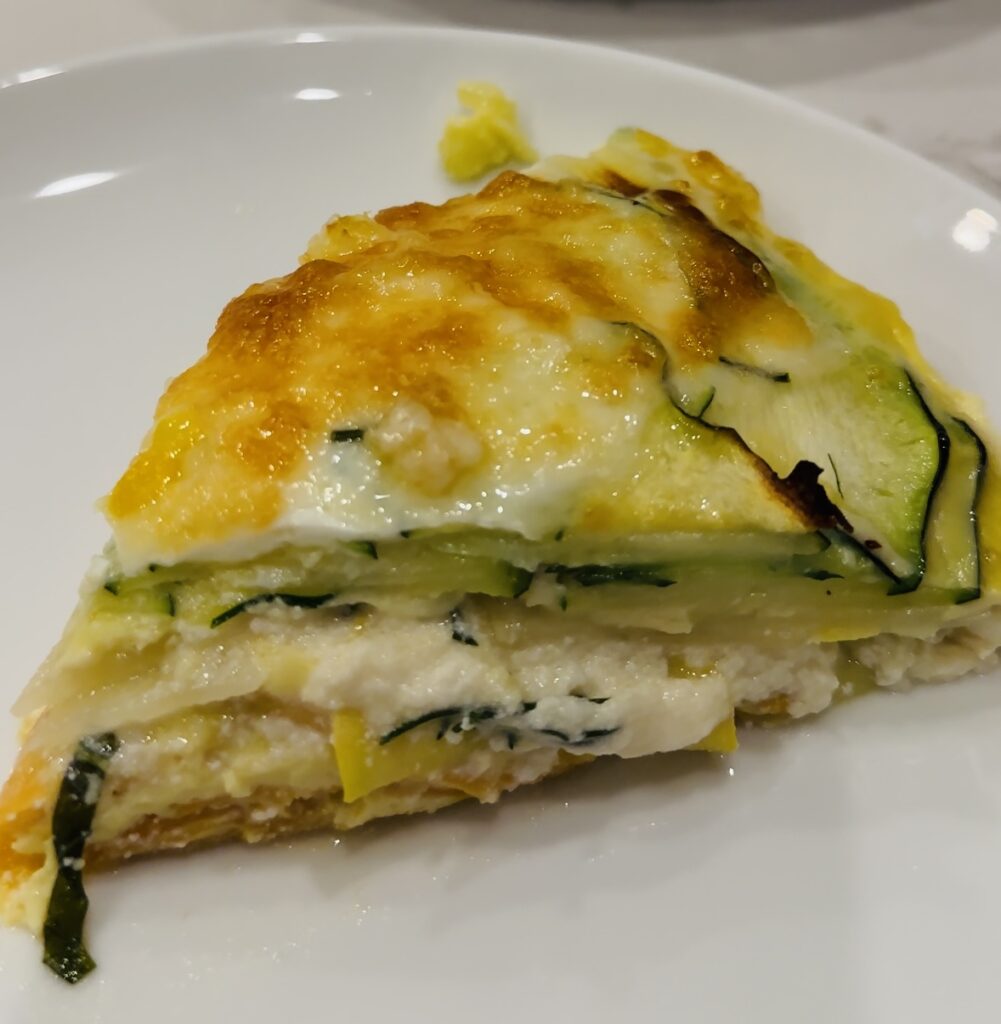 Comorting Gluten-Free Crustless Four Layer Veggie Quiche