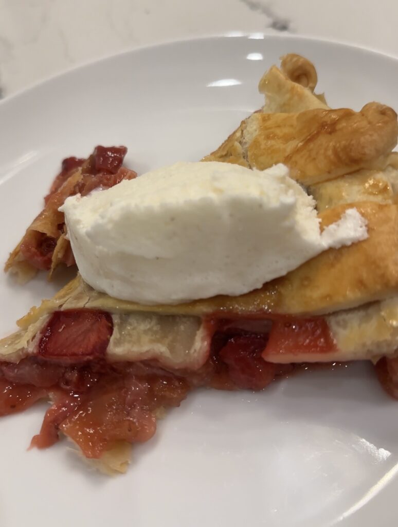 Serve Strawberry Rhubarb Pie on its own or with vanilla ice cream